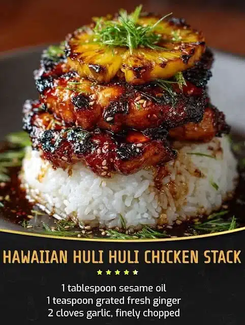 Hawaiian Huli Huli Chicken Stack – Sweet, Smoky & Totally Irresistible