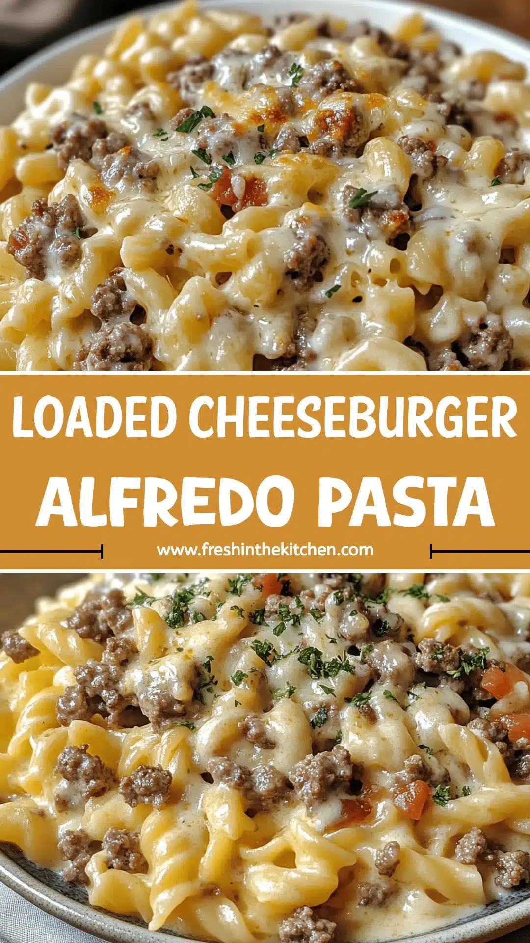 Loaded Cheeseburger Alfredo Pasta Recipe