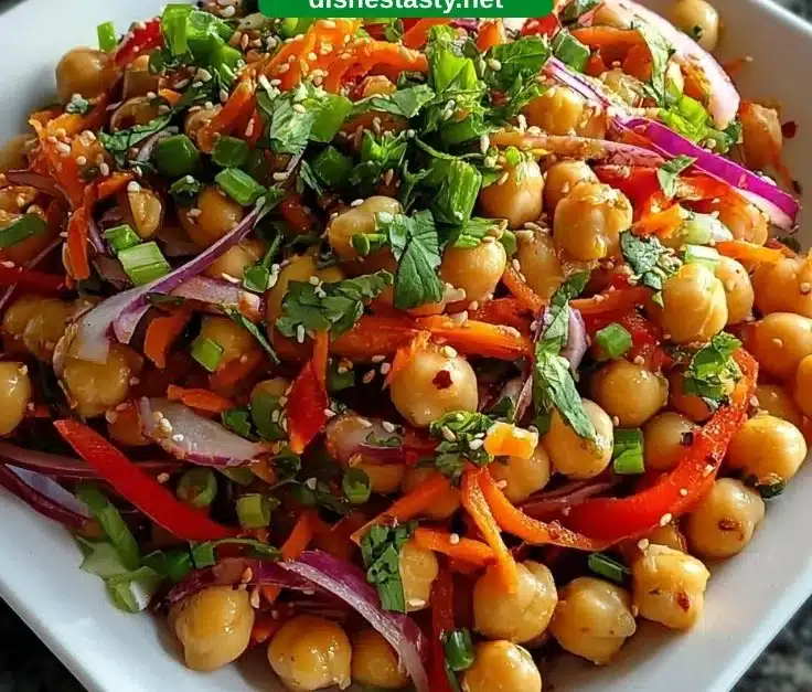 Mediterranean Vegetarian Recipe - Crunchy Thai Chickpea Salad – Fresh, Zesty & Packed with Texture!