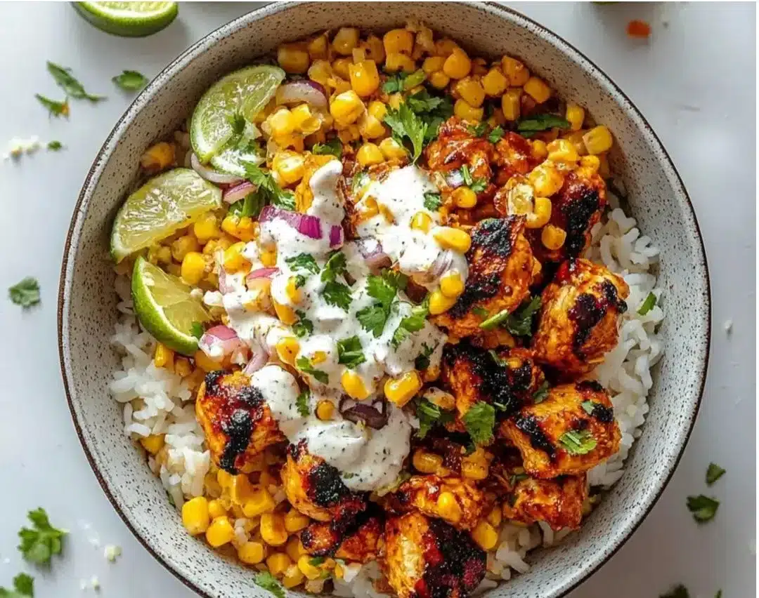 Delicious Mexican street corn pasta salad with fresh ingredients.
