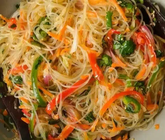 No Cook Noodle Salad with a Tangy Dressing