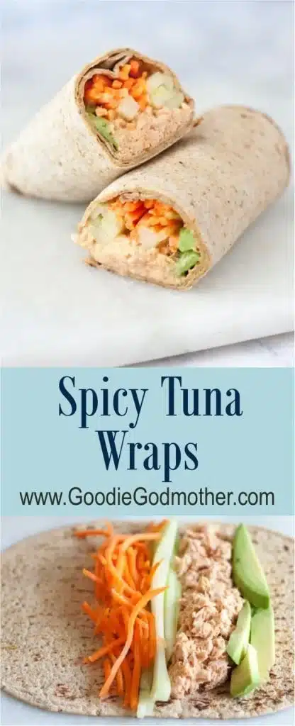 Fresh spicy tuna wraps filled with vegetables and flavorful sauce