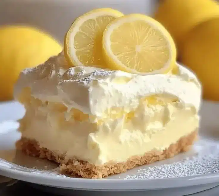 Slice of lemon mascarpone fondant on a plate garnished with lemon zest