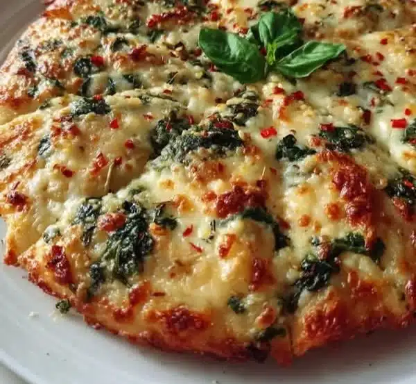 Timeless Kitchen | Spinach Pizza with Cottage Cheese Crust, South Beach Diet Recipes, High Fat Low Carb Recipes