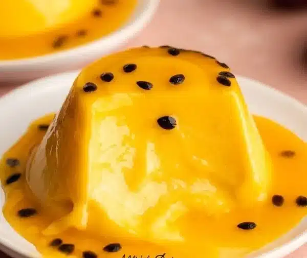 Delicious Vegan Passionfruit Panna Cotta served in elegant dessert cups